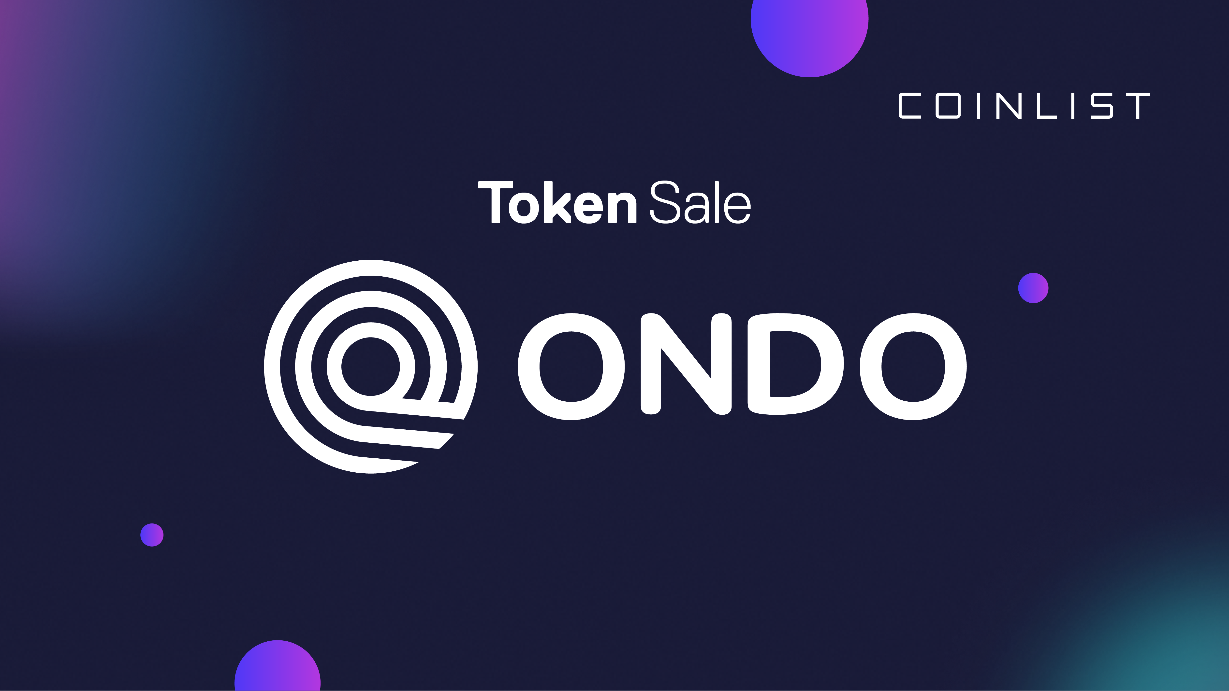 Announcing the Ondo Token Sale on CoinList